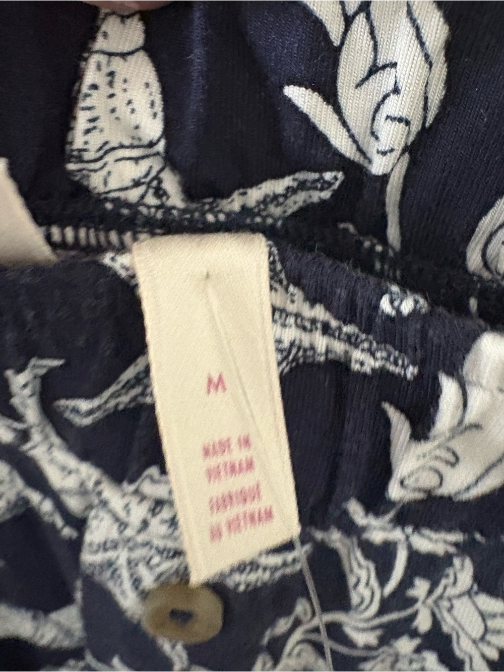Modaluxe Anthropologie Navy shell design  Wide-Leg pajama Pants- medium - Picture 7 of 8